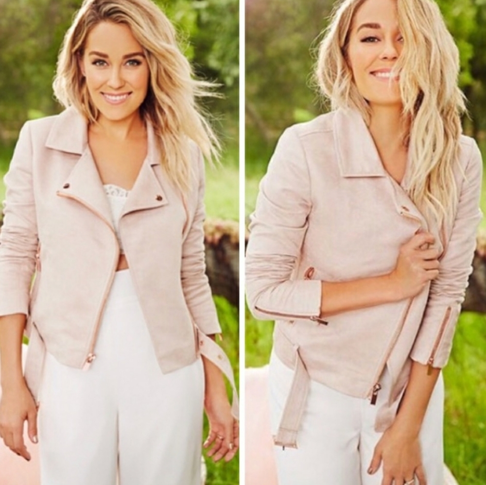 Lauren Conrad dusty rose pink moto jacket
